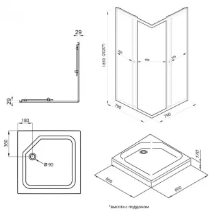 Душевой уголок Triton Вента Щ0000049620 80x80 см профиль хром стекло прозрачное